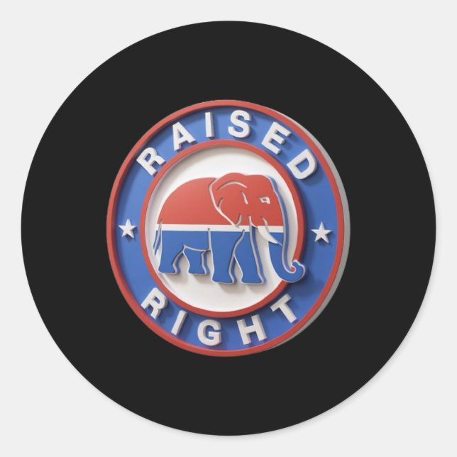 Sticker Rond Gop Elephant Marches Proudly Raised Right Legacy  (Devant)