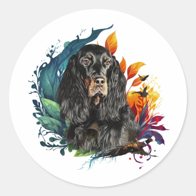 Sticker Rond Gordon Setter (Devant)
