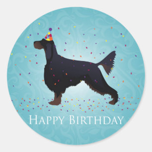 Sticker Rond Gordon Setter Joyeux design d'anniversaire