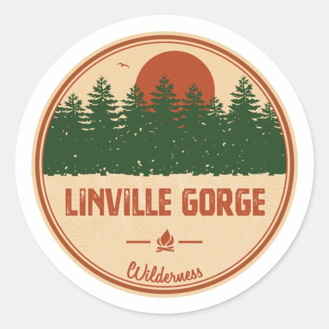 Sticker Rond Gorge de Linville Wilderness Caroline du Nord (Devant)