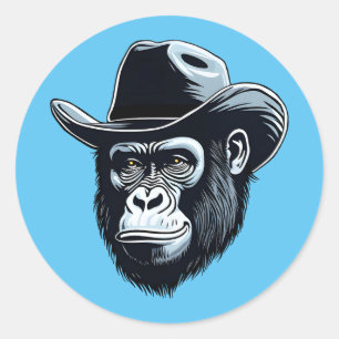 Sticker Rond Gorilla Cowboy