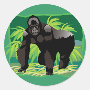 Sticker Rond Gorilla de la Jungle