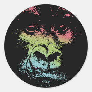 Sticker Rond Gorilla Face