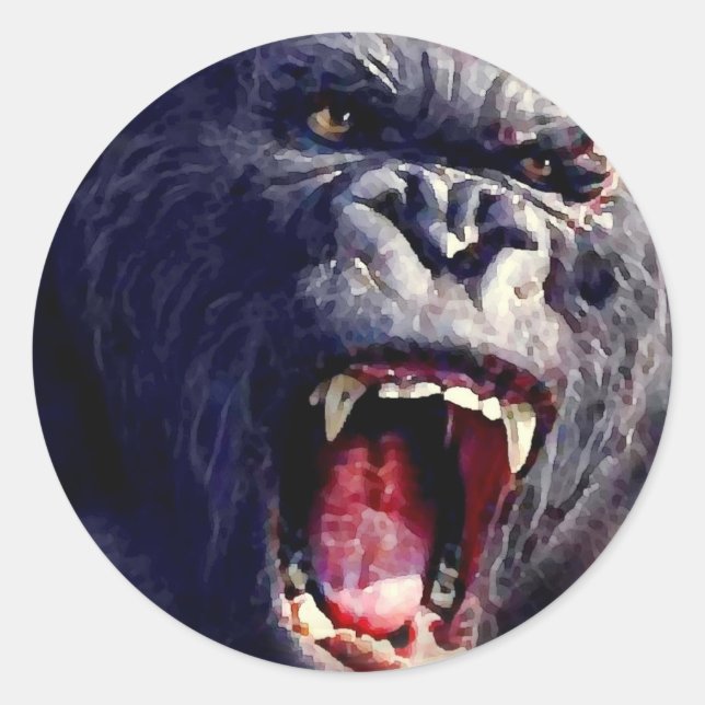Sticker Rond Gorilla hurle (Devant)