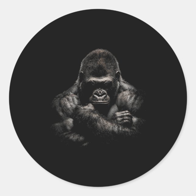 Sticker Rond Gorilla Monkey Gym Porter Bodybuilding Workbuildin (Devant)