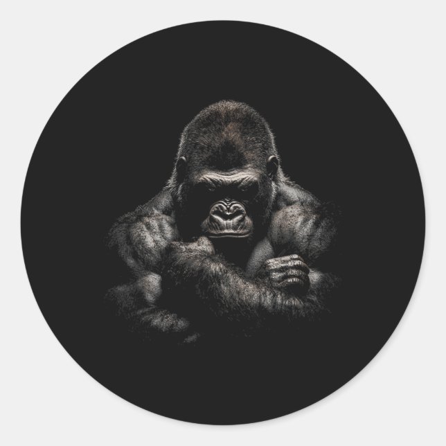 Sticker Rond Gorilla Monkey Gym Wear Bodybuilding Workout Motiv (Devant)
