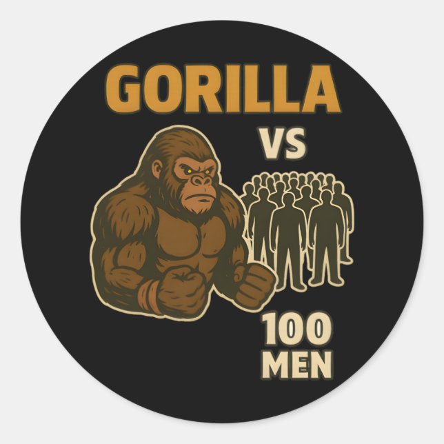 Sticker Rond Gorilla vs 100 men epic battle (Devant)