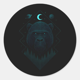 Sticker Rond Gorille Astral - Pouvoir Primates Cosmique