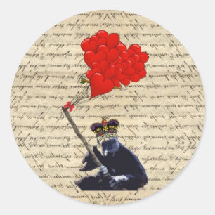 Sticker Rond Gorille et ballons cardiaques