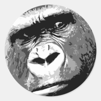 Sticker Rond Gorille noire et blanche