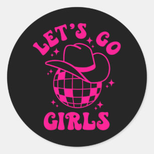 Sticker Rond Go's Go Girls Team Bride Cowgirl Casquette Disco B