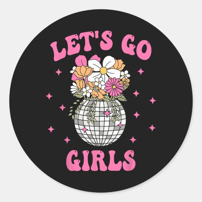 Sticker Rond Go's Go Girls Team Mariée Floral Disco Bachelorett (Devant)