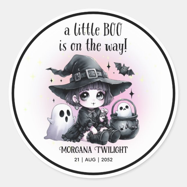 Sticker Rond Goth Baby Girl Ghost Little Boo sur le chemin (Devant)