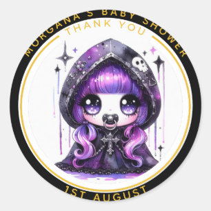 Sticker Rond Goth Baby Girl Shower livrée par Crow Merci