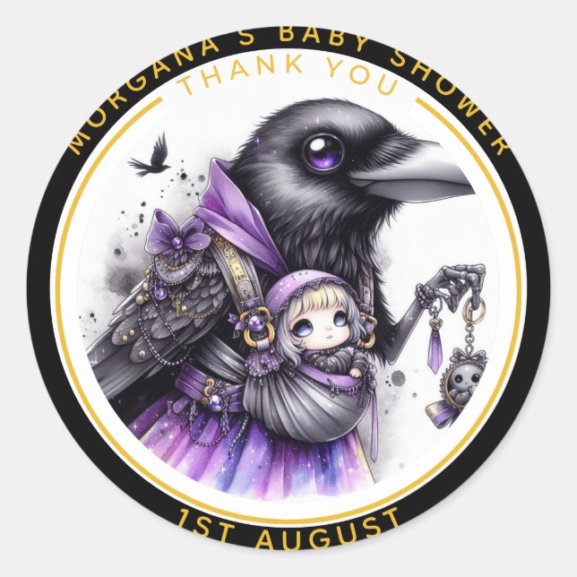 Sticker Rond Goth Baby Girl Shower livrée par Crow Merci (Devant)