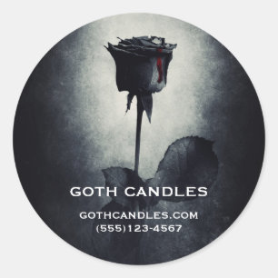 Sticker Rond Goth Black Rose Laisser du sang Macabre Entreprise