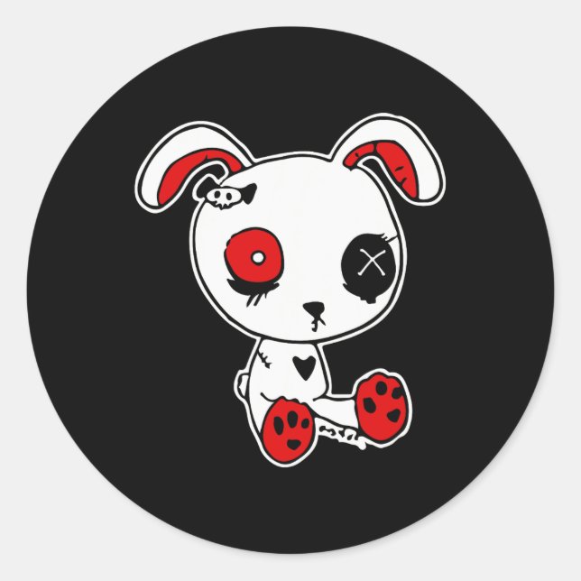 Sticker Rond Goth Bunny Lazy Costume d'Halloween Scary Gothique (Devant)