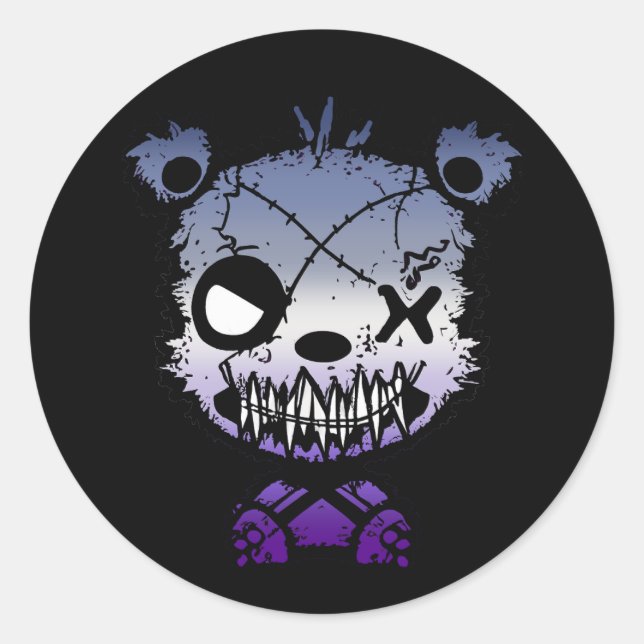 Sticker Rond Goth Butch Lesbian Pride Drapeau Ours de couleur (Devant)