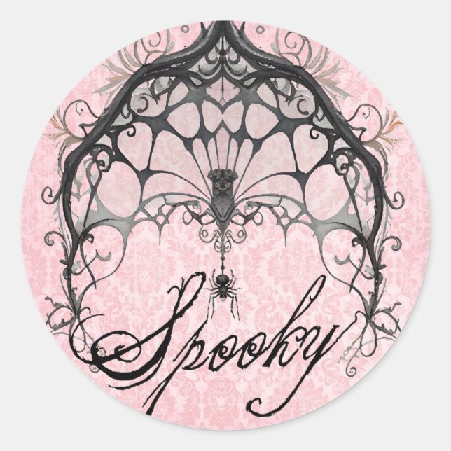 Sticker Rond Goth Spider Web Halloween Éffrayant Halloween (Devant)