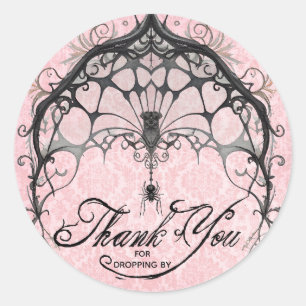 Sticker Rond Goth Spider Web Merci Halloween