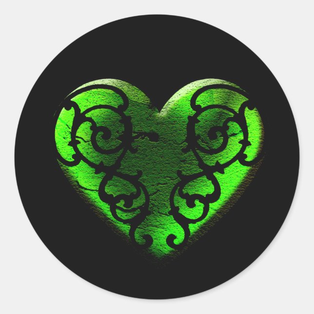 Sticker Rond Goth St. Patrick's Day Coeur vert (Devant)