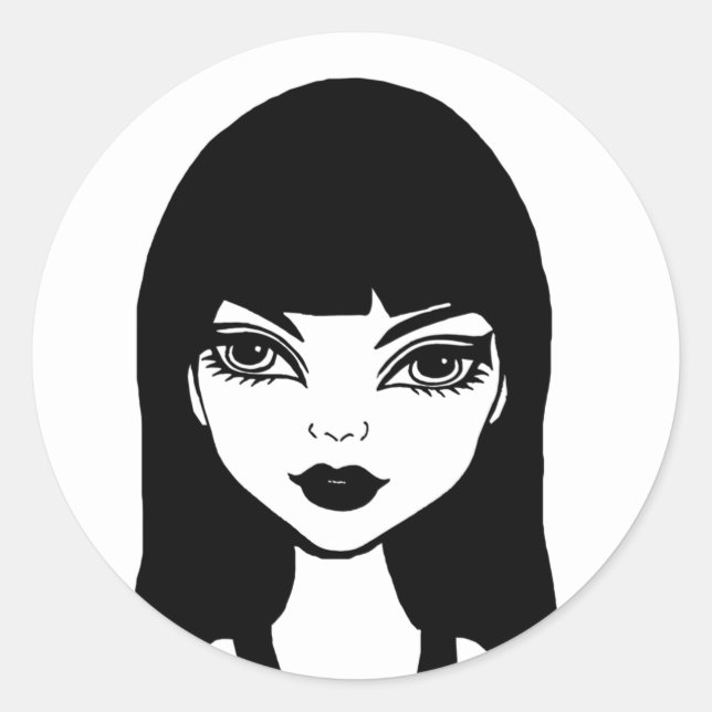 Sticker Rond Goth Vampire Dessin d'art original pour fille (Devant)
