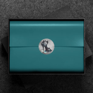 Sticker Rond Goth Vogue Grunge   Turquoise Splash Stiletto haut