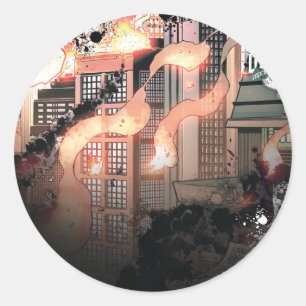 Sticker Rond Gotham Brûler