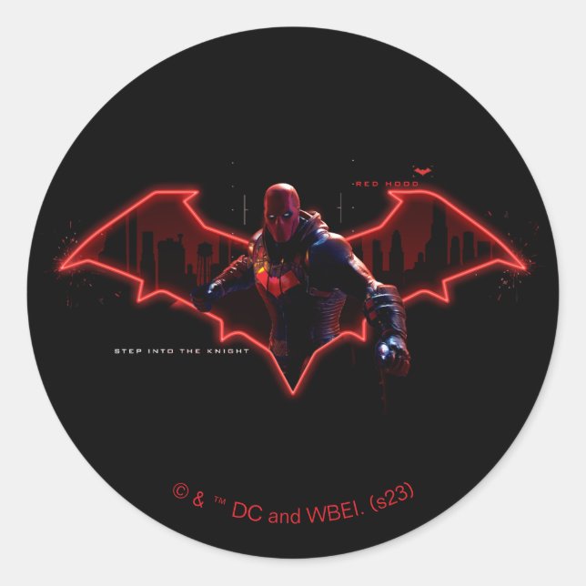 Sticker Rond Gotham Chevaliers Hood rouge dans le logo (Devant)
