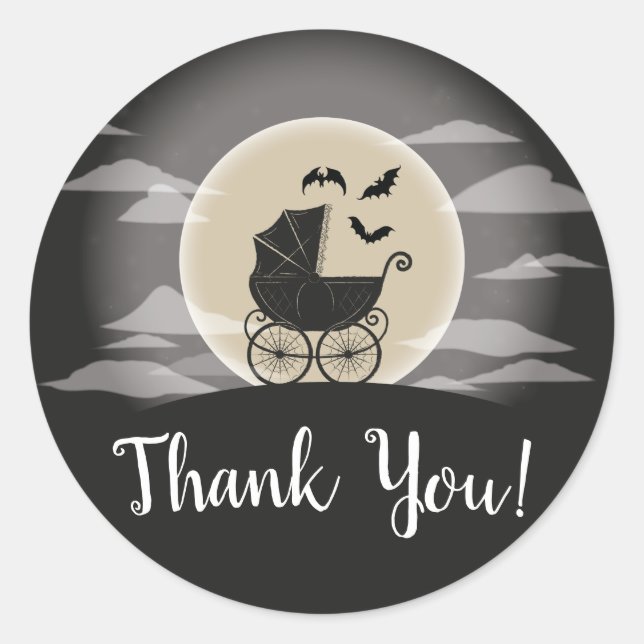 Sticker Rond Gothic Baby Shower Halloween (Devant)