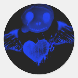 Sticker Rond Gothic doll & heart