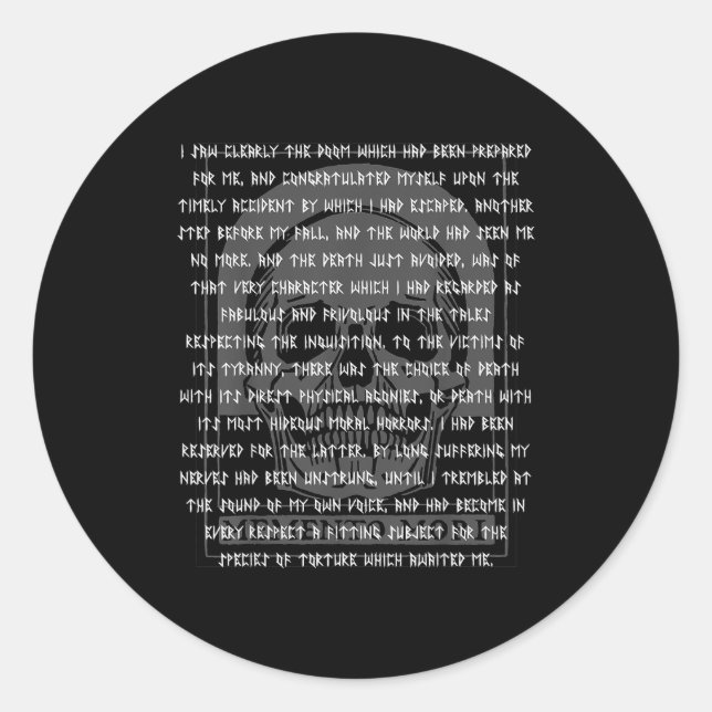 Sticker Rond Gothic Edgar Allan E Memento Mori Skull Halloween  (Devant)