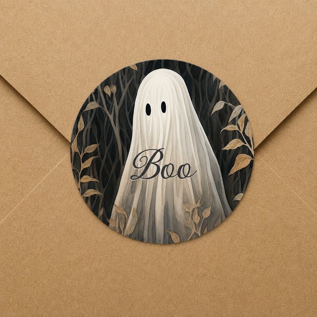 Sticker Rond Gothic Ghost Halloween (Boo Gothic Halloween Sticker
)