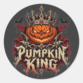 Sticker Rond Gothic Halloween Roi Citrouille