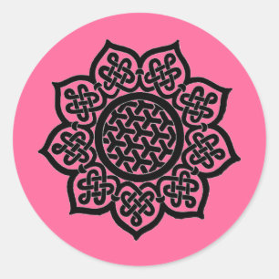 Sticker Rond GOTHIC SOLEIL Noir rose Celtique noeuds