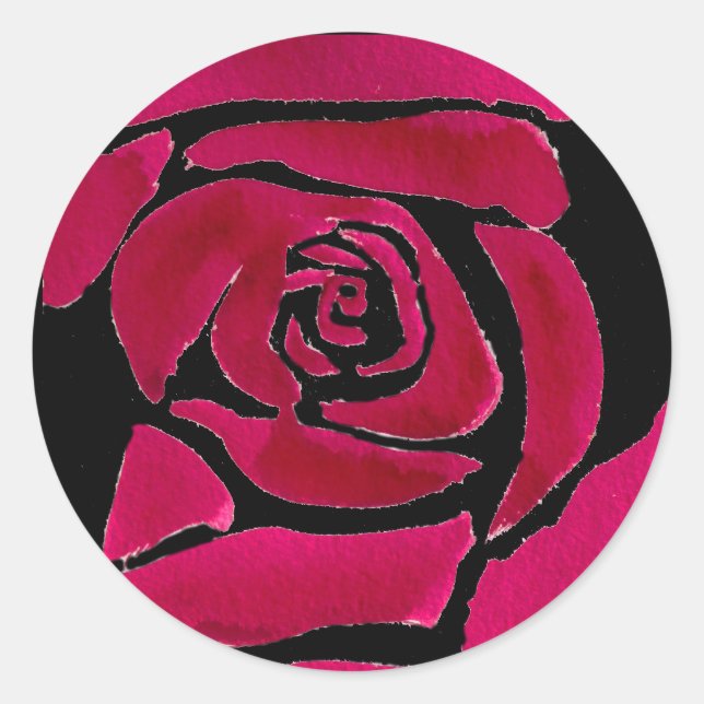 Sticker Rond Gothique abstrait rose aquarelle art original (Devant)