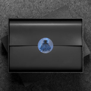 Sticker Rond Gothique Fairy Navy Gown   Fleur bleue de Cobalt p