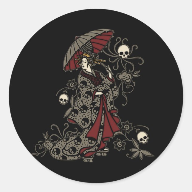 Sticker Rond Gothique Geisha (Devant)