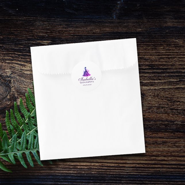 Sticker Rond Gothique Glam Quince (Announce your special day in captivating style with Gothic Glam Quinceañera Classic Round Sticker.)