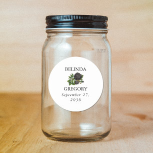 Sticker Rond Gothique Halloween Rose Mariage blanc