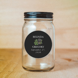 Sticker Rond Gothique Halloween Rose noir Mariage