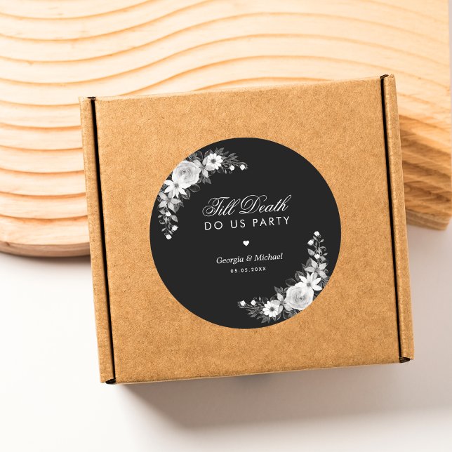 Sticker Rond Gothique Jusqu'à la mort Fêtons-nous Mariage flora (Créateur téléchargé)
