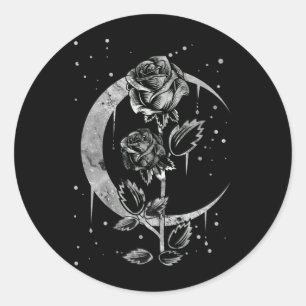 Sticker Rond Gothique Moon Rose Croissant de cuisine Art
