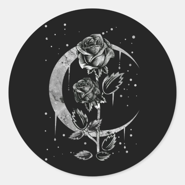 Sticker Rond Gothique Moon Rose Croissant de cuisine Art (Devant)