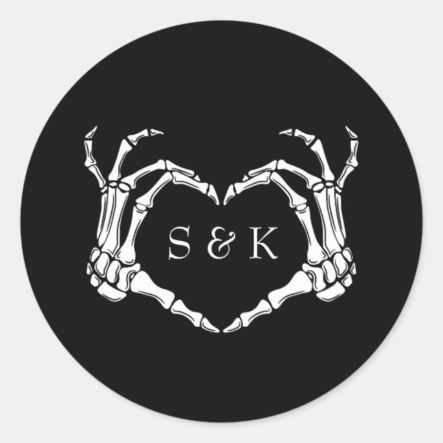 Sticker Rond Gothique Romantique Squelette main Halloween Maria (Devant)