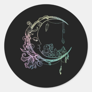 Sticker Rond Gothique Wicca Crescent Pastel Goth Moon