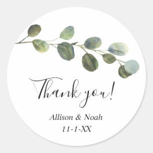 Sticker Rond Gouache de feuillage d'eucalyptus moderne simple