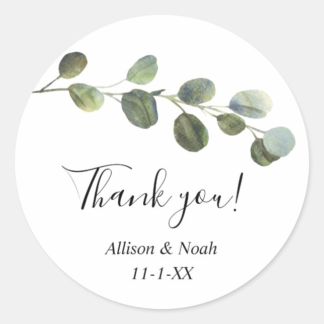 Sticker Rond Gouache de feuillage d'eucalyptus moderne simple (Devant)