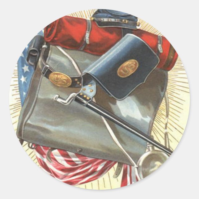 Sticker Rond Gourde à baïonnette drapeau américain de la guerre (Devant)