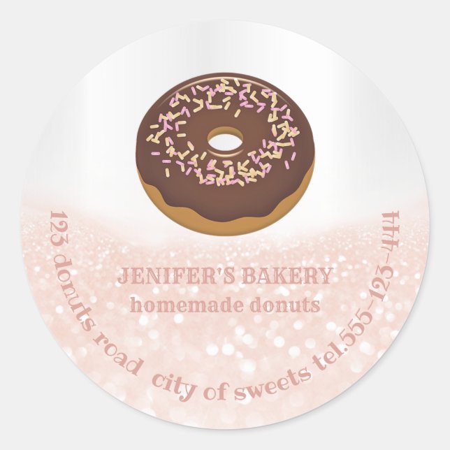 Sticker Rond Goût d'or rose beignets et bonbons faits maison (Devant)
